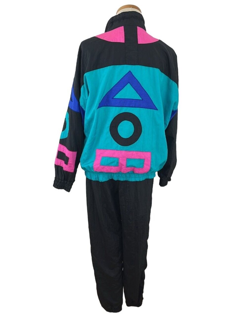 Vintage Tail Women's M Nylon Jacket Coat Lined Pant Set Tracksuit Colorblock